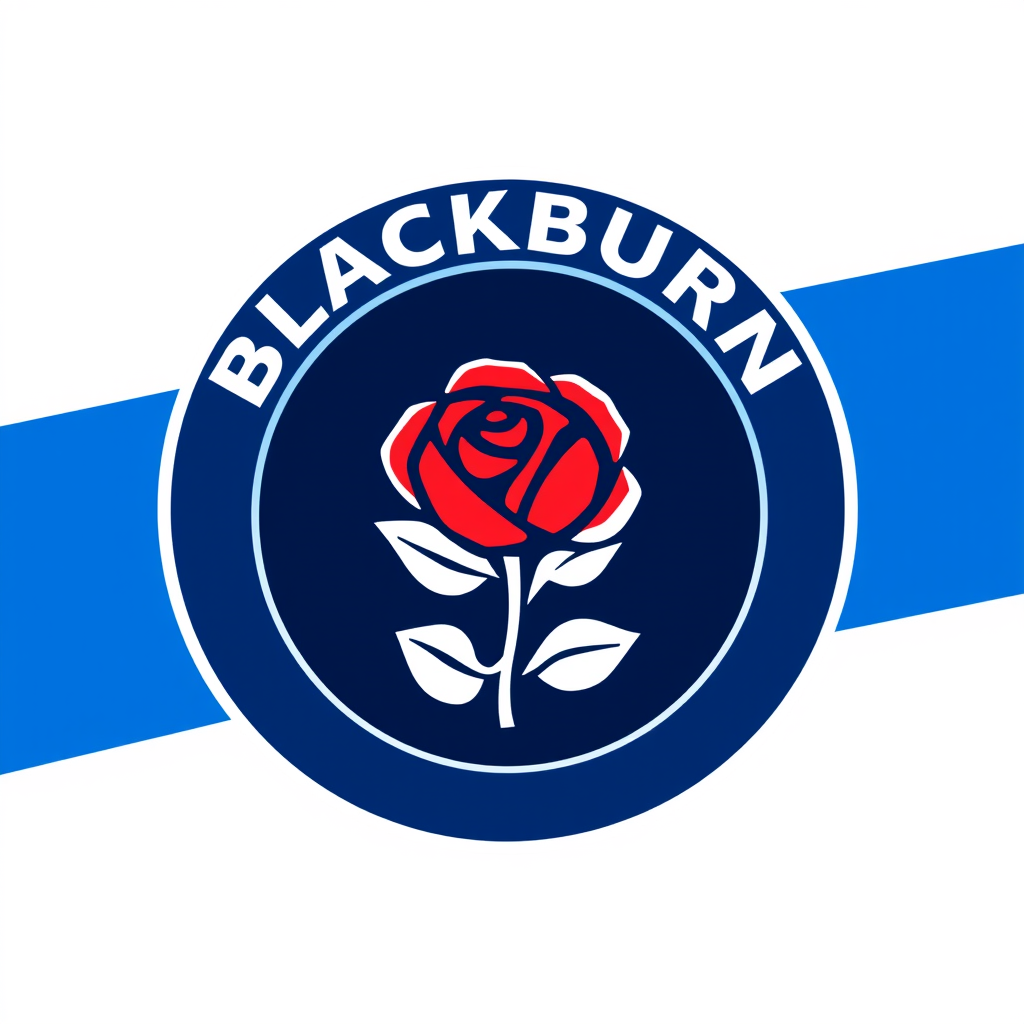 Main logo studio: rounded football badge logo Create a modern, professional football club logo inspired by Blackburn Rovers and the city of Blackburn. Use a strong roya