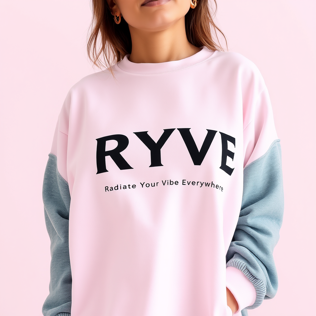 Main logo studio: the name of the brand is RYVE and add this sentence Radiate Your Vibe Everywhere c est une brand clothes