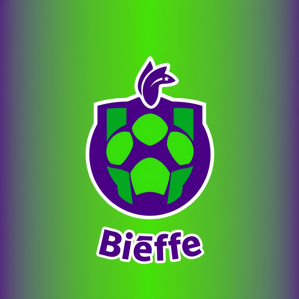 Main logo studio: creare logo per squadra fantacalcio denominata BiEffe, colori verde e viola con stemma e pallone nel logo