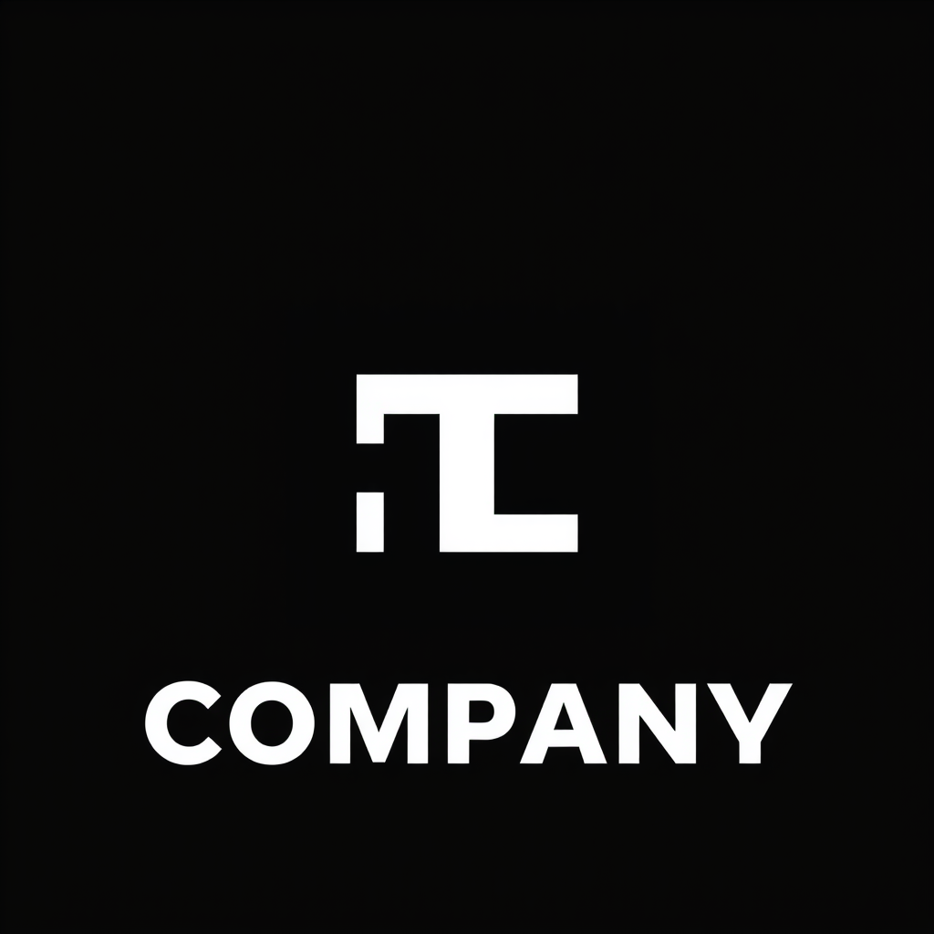 Main logo studio: Black and white logo for company named Company, something abscract and box like