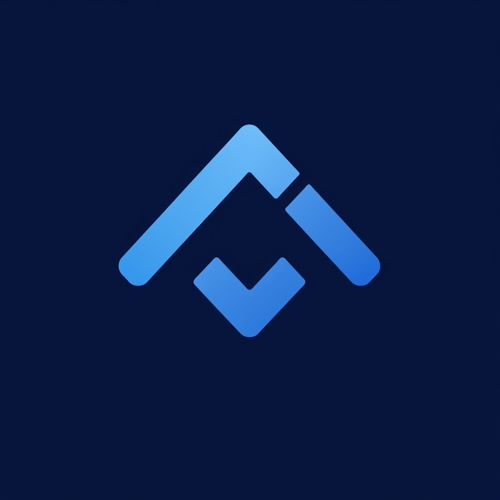 Main logo studio: simple abstract swoosh mark logo for a fintech company, gradient indigo. Electrial shop