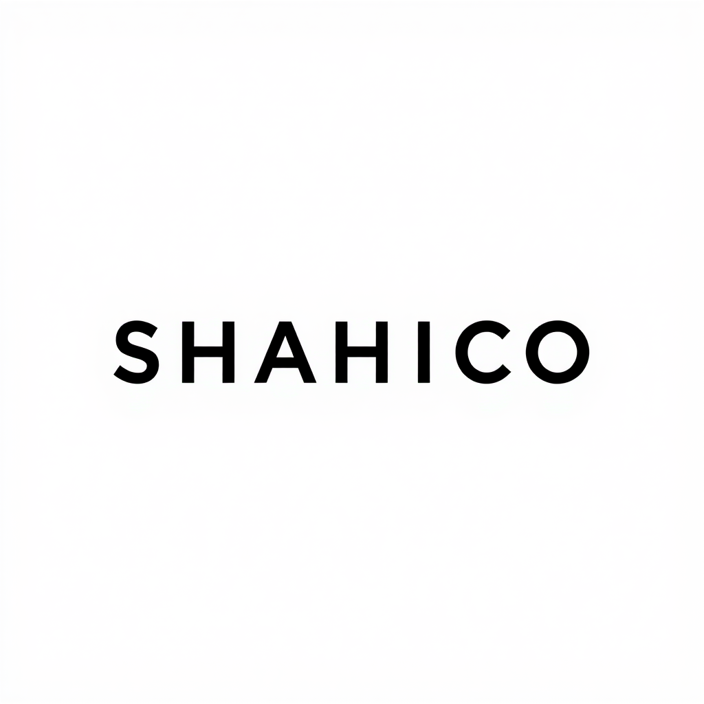 Main logo studio: Design a minimalist premium wordmark logo for "SHAHICO". Keep the typography clean, modern and fully readable. Add a subtle industrial electrical conn