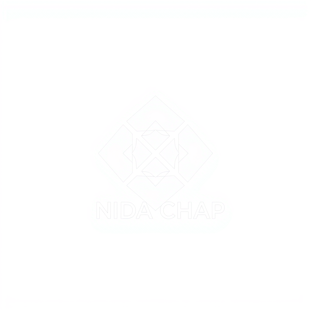 Minimalist Logo idea: minimalist logo, simple geometric mark for NIDA CHAP , flat vector, clean lines, centered, solid white background, lots of negative space, high contra