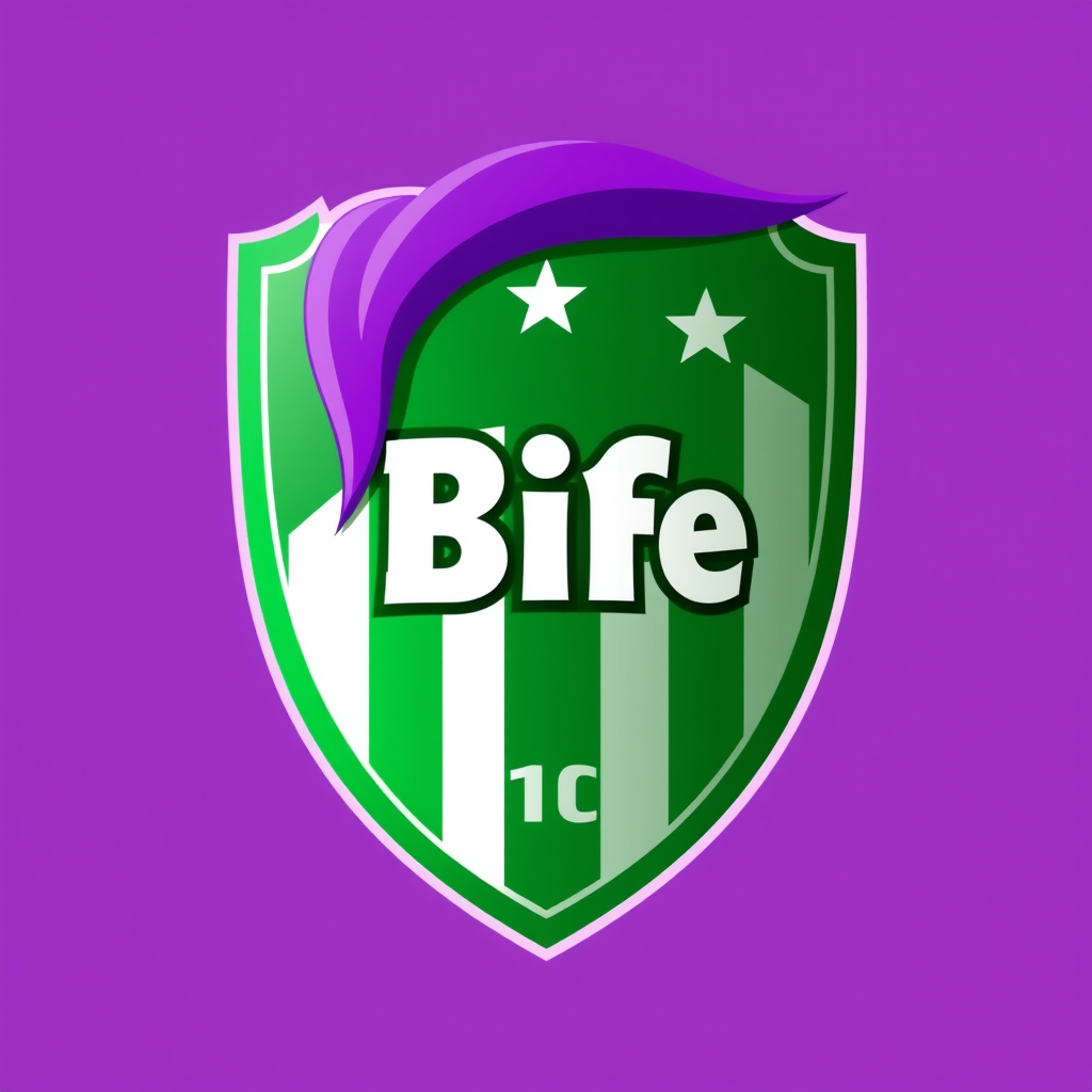 Main logo studio: logo fanta calcio verde e viola per squadra BiEffe con nome sopra