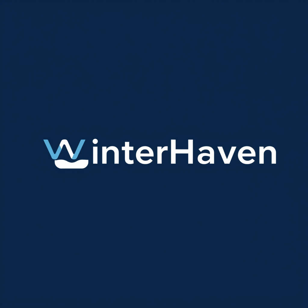 Main logo studio: WinterHaven — software for boatyards to manage and sell yard storage spaces. Direction 3: geometric SaaS icon plus wordmark. Build a distinctive abstr