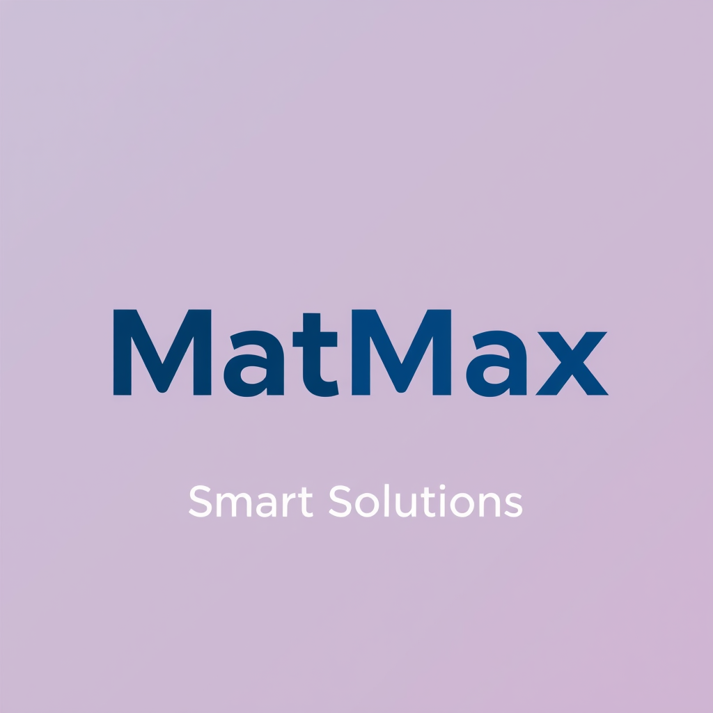 Main logo studio: Quero um logo para empresa de tecnologia (cloud software) em Roxo escrito"MatMax" e em baixo dele escrito "Smart Solutions" em laranja