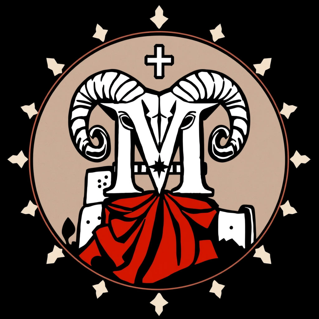 Main logo studio: Logo m medievale gotica con 27 in mezzo e rami di ulivo che arrotolano i due lati della m