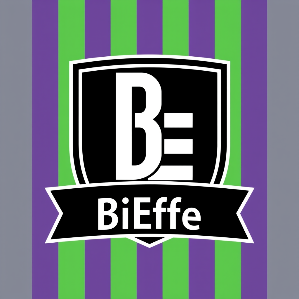 Main logo studio: Create a professional football club crest logo for a fantasy football team called "BiEffe". Inspired by modern minimalist Italian football club logos,