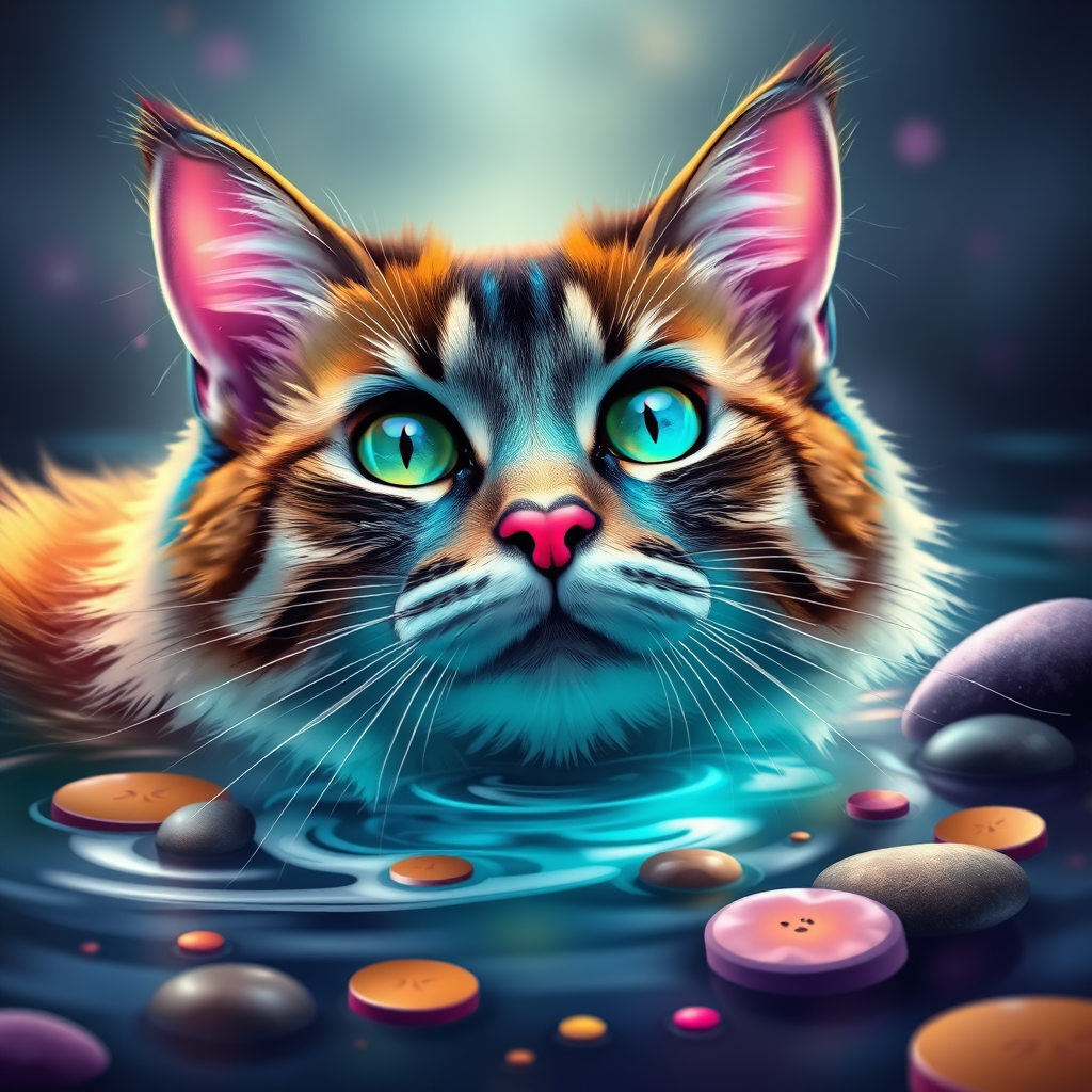 Main logo studio: Make a very beautiful colorful cat lagoon very cool and unique begron