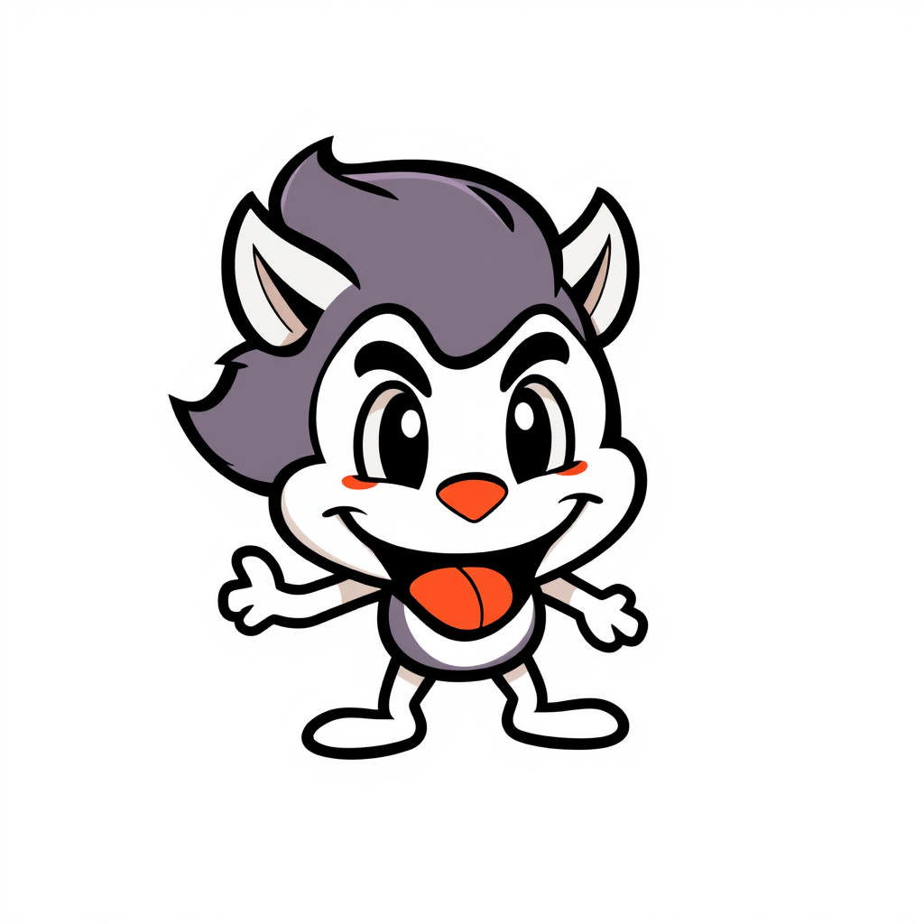 Mascot Logo idea: mascot logo of NMNX , friendly character illustration, bold outlines, expressive mascot design, flat vector logo, centered, solid white background, hi