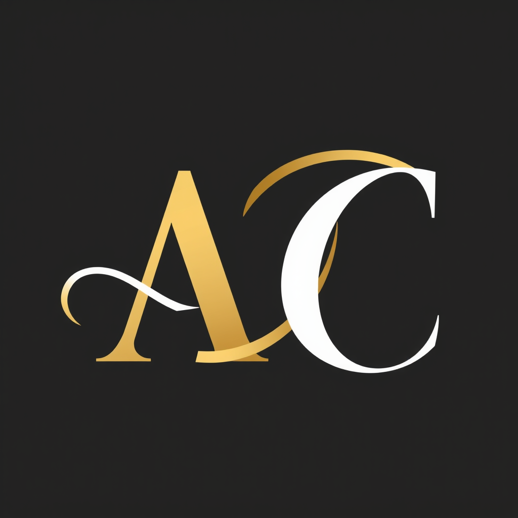 Main logo studio: Create an elegant sophisticated Logo with letter AC, these letter is interlocking smoothly and beautifully with each other. The color Pallete is beige