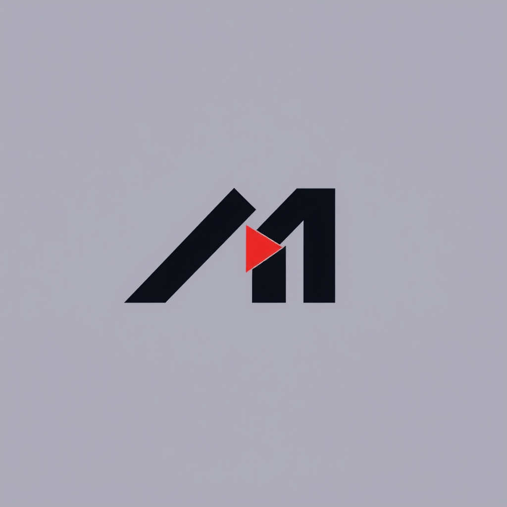 Main logo studio: Design a dynamic professional "MI" monogram logo inspired by movement and visual editing. Use the structure of the M and I to create a subtle sense of