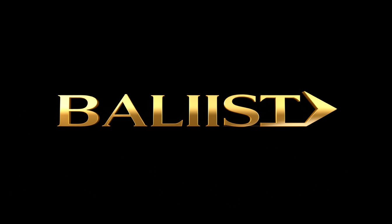 3D Logo idea: 3D logo for Create a luxury logo with the exact word Balista — spelled B-A-L-I-S-T-A. The lettering must be metallic gold and integrated into a sleek,