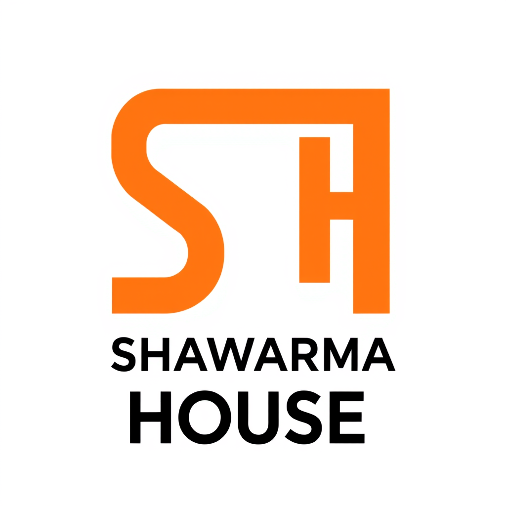 Wordmark Logo idea: wordmark logo of Small clean shawarma shop logo, combine the letters S and H into a beautiful connected monogram, simple shawarma icon integrated into