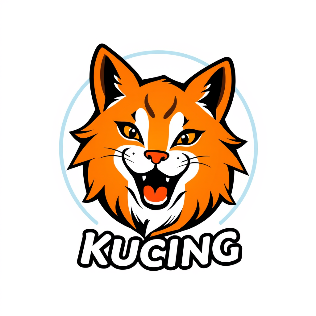 Main logo studio: Buat kan logo kucing versi apii yang sangat membara.