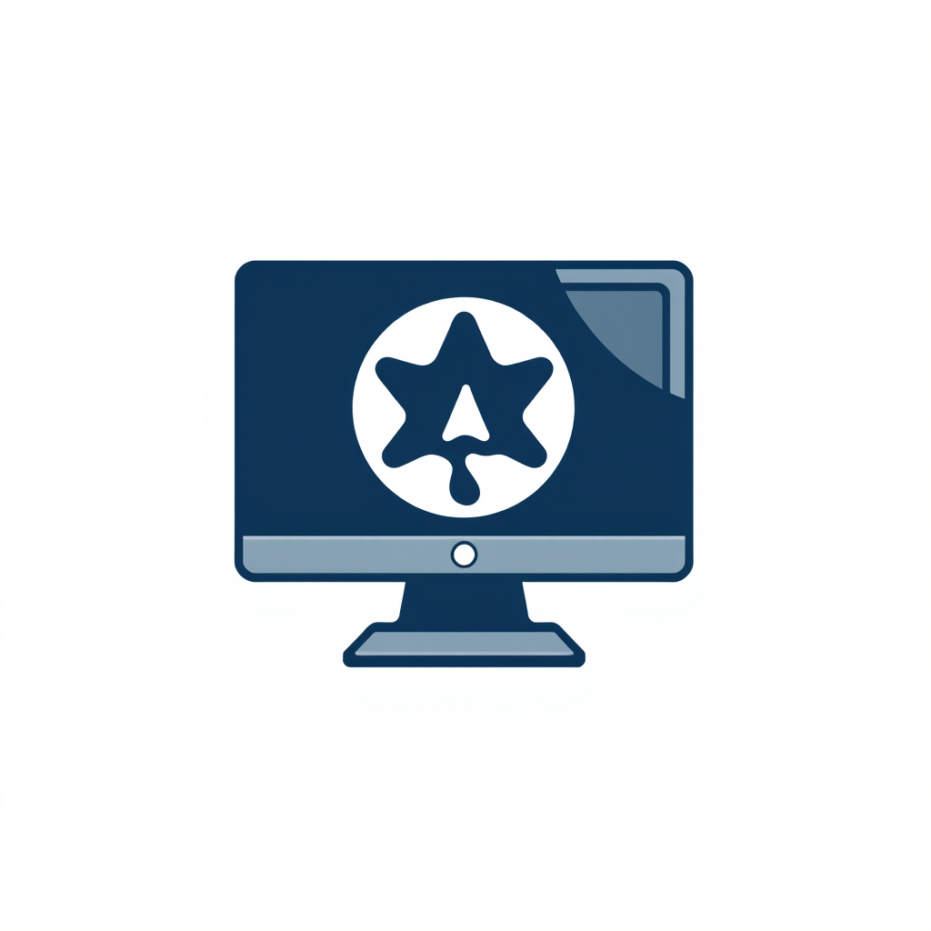 Main logo studio: Create a computer logo with a white background