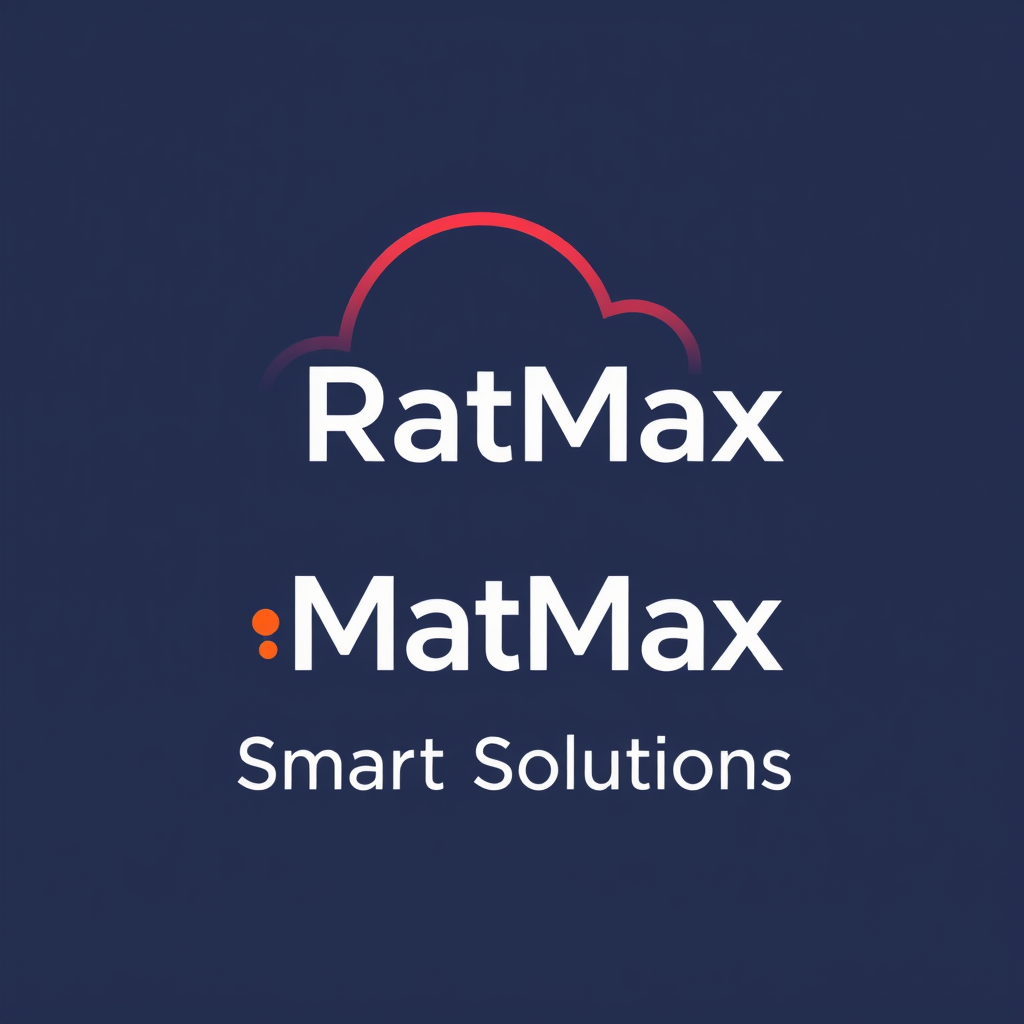 Main logo studio: Quero um logo para empresa de tecnologia (cloud software) em Roxo escrito MatMax e em baixo dele escrito Smart Solutions em laranja