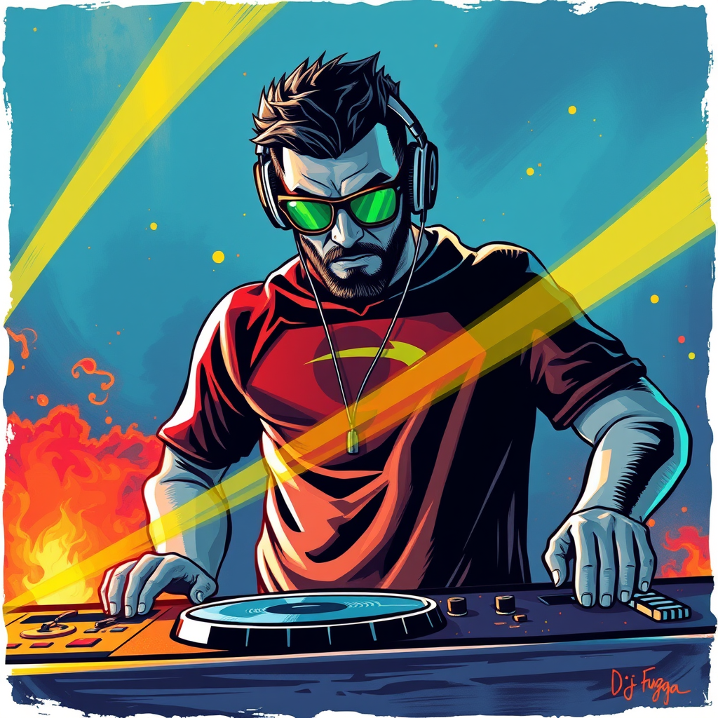 Main logo studio: SUPER, SONIDO, LA VOS,DEL BARRIO DJ FUGA