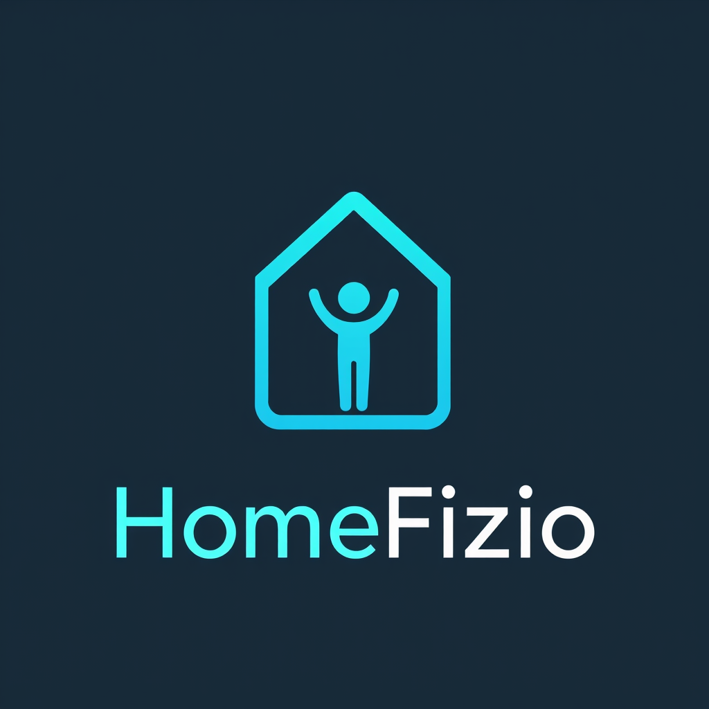Main logo studio: logo with no background for company called HomeFizio which does physiotherapy. Include a symbol of home and use medical themed colors for the house sy