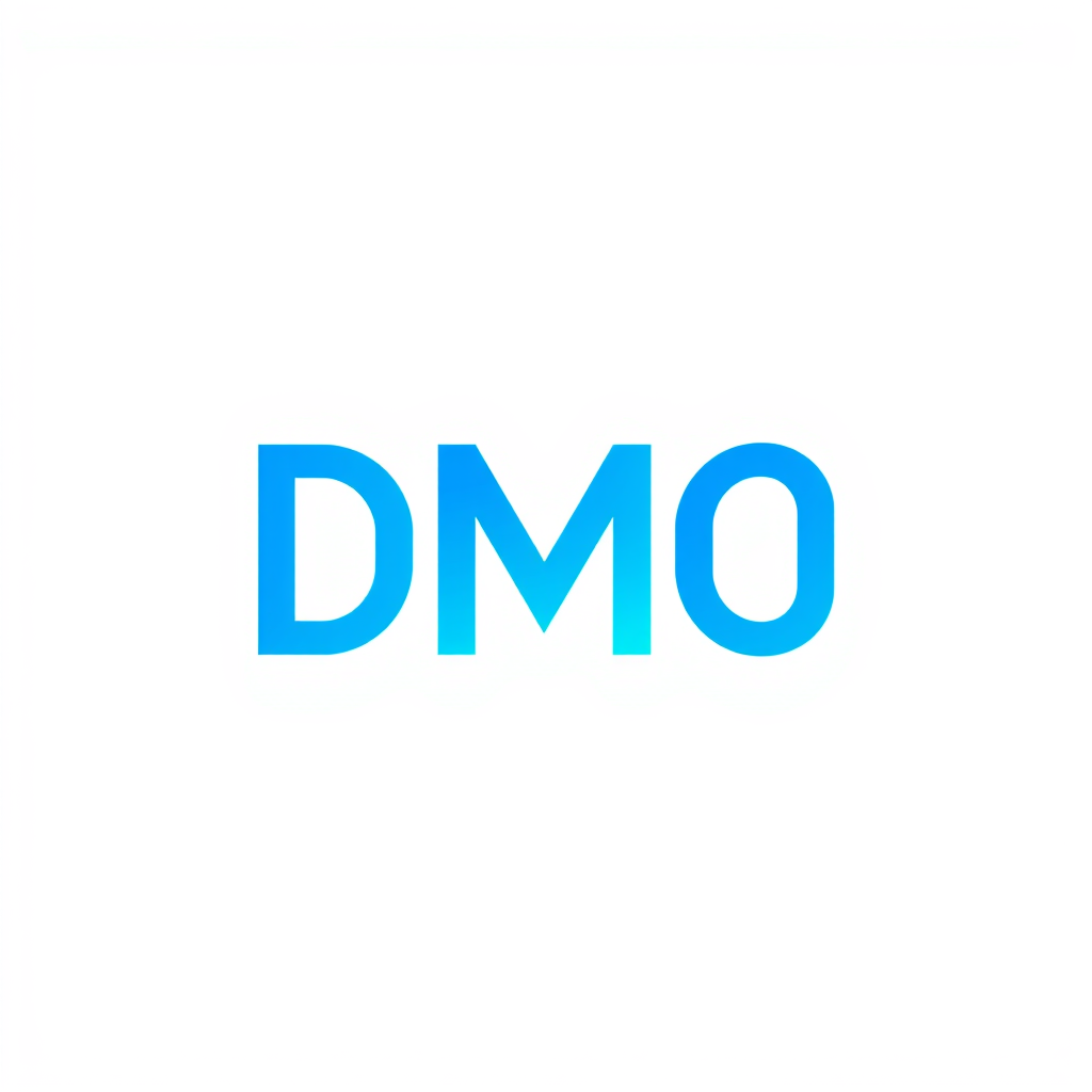 Lettermark Logo idea: lettermark logo of the letters DMO, a tech startup, geometric modular letters, electric blue , monogram initials, elegant typographic design, interloc