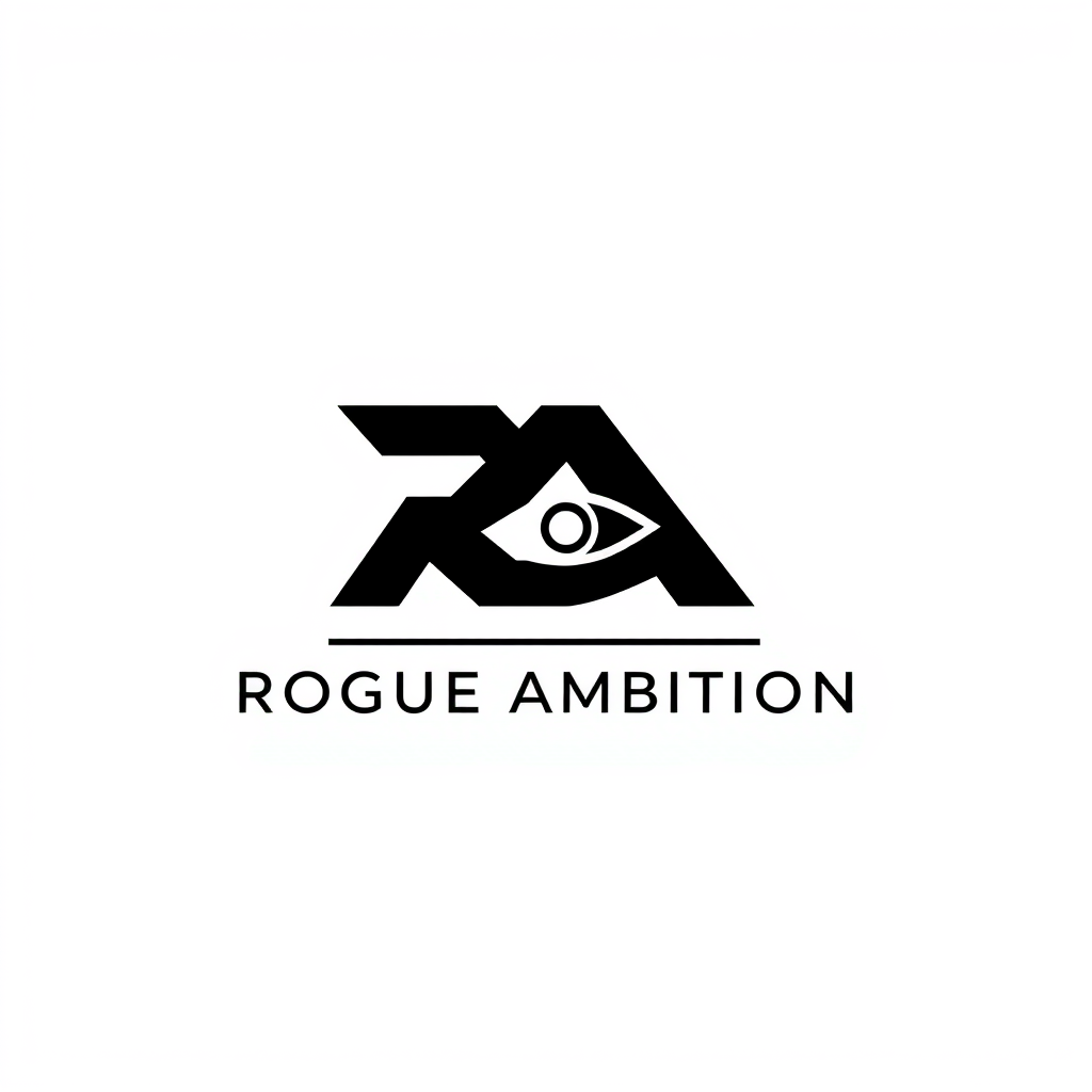 Monogram Logo idea: monogram logo combining the letters Rogue Ambition, a psychology and motivation brand about mindset, discipline, ambition, self-control and personal g