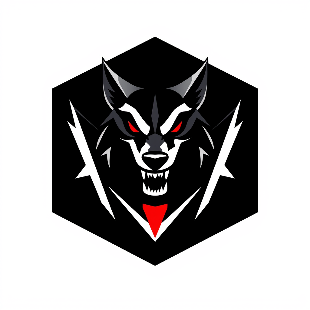 Main logo studio: Minimalist esports logo for "VoidBorn (VB)", pro Dota 2 team. Snarling wolf head emerging from a jagged void rift, angular geometric style, "V" and "B