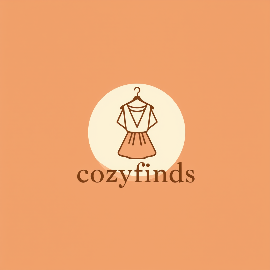 Main logo studio: cozyfinds — minimalist vintage fashion logo, warm cream and soft brown colors, cozy aesthetic, elegant lowercase typography, subtle clothing/fashion i