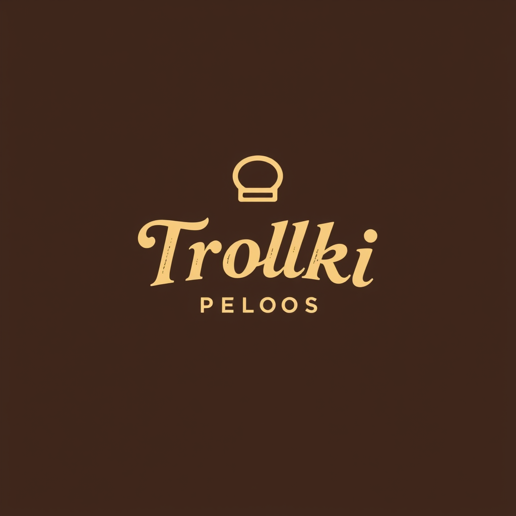 Main logo studio: minimalist wordmark logo for a barber shop called Trolki pelos, warm earthy tones
