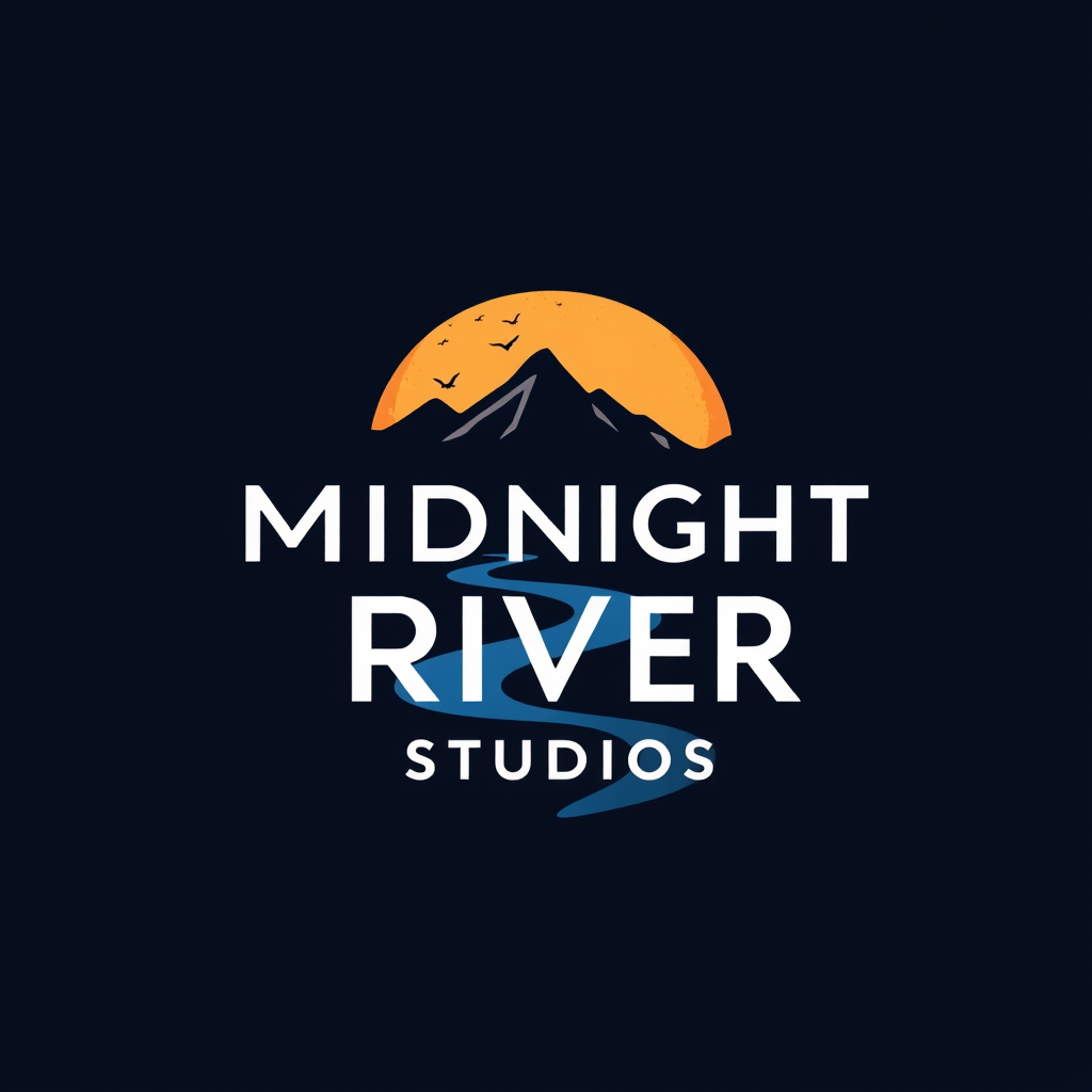 Main logo studio: dreamy logo for movie company called "Midnight River Studios"
