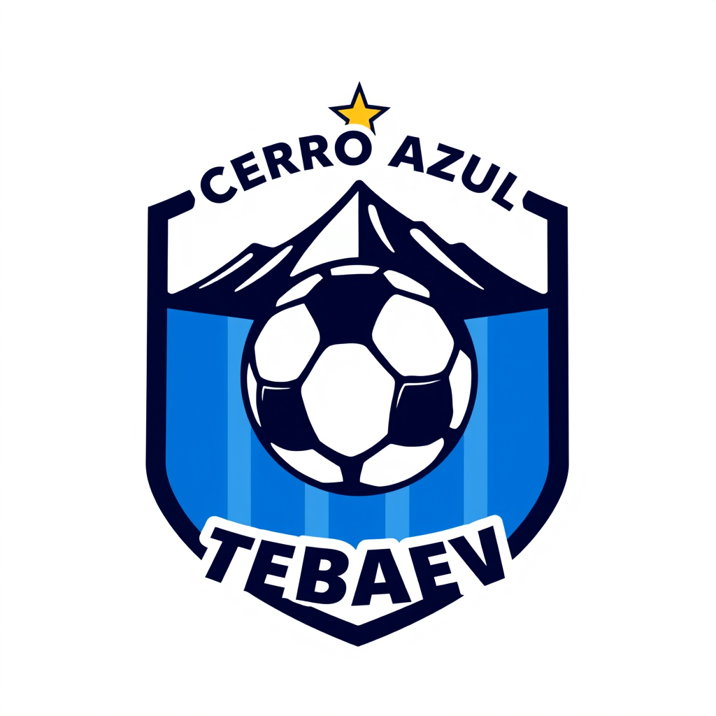 Main logo studio: Diseñame el logo de mi equipo de fútbol, en la parte superior le agregas palabra Cerro Azul, le pones una estrella simbolo de un campeonato, que lleve