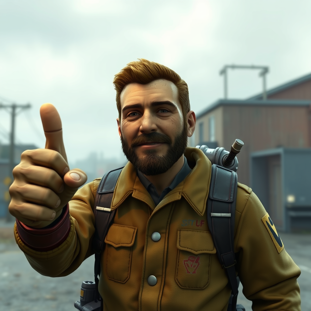 Main logo studio: the thumbs up guy from fallout in project zomboid style