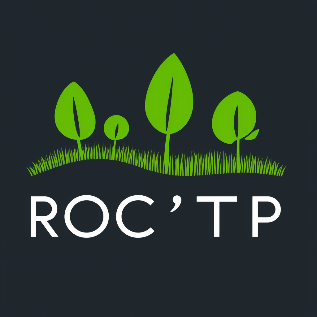 Main logo studio: logo ROC'TP entreprise terrassement assainissement micro pelle