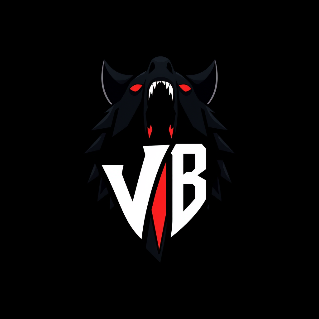 Main logo studio: Minimalist esports logo for "VoidBorn (VB)", pro Dota 2 team. Snarling wolf head emerging from a jagged void rift, angular geometric style, "V" and "B