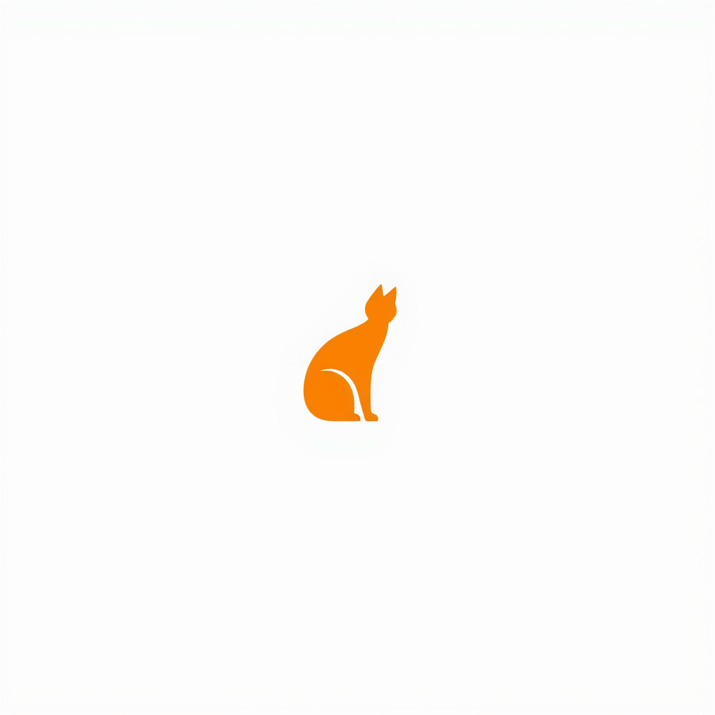 Minimalist Logo idea: minimalist logo, simple geometric mark for Podrías hacerme un logo lindo relacionado con un gato naranja que sea lindo , flat vector, clean lines, cen