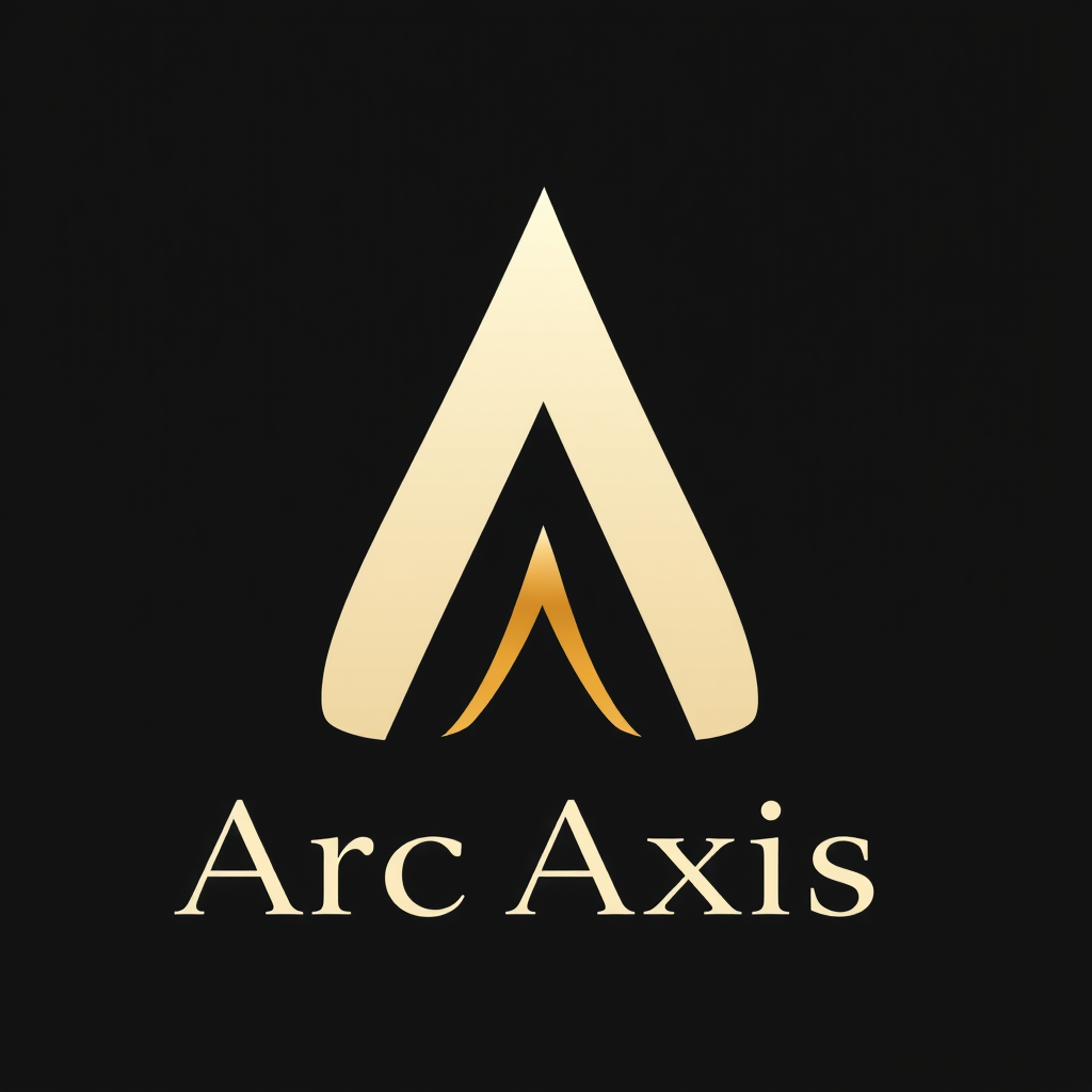 Main logo studio: Design a bold, luxurious logo for “ArcAxis”. Create an original emblem with a striking silhouette, combining elegant flowing curves with sharp archite