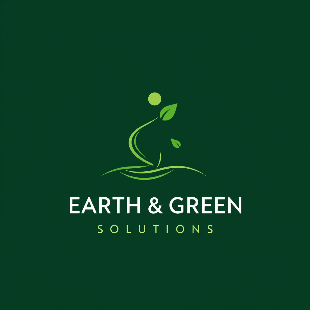 Main logo studio: Modern premium logo for “EARTH & GREEN SOLUTIONS”. Create ONE elegant continuous-line symbol combining a human figure, a subtle water stream and a sin