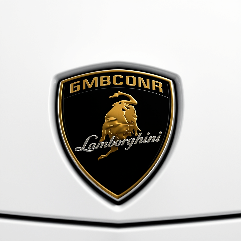 Main logo studio: Make a white begron Lamborghini car logo