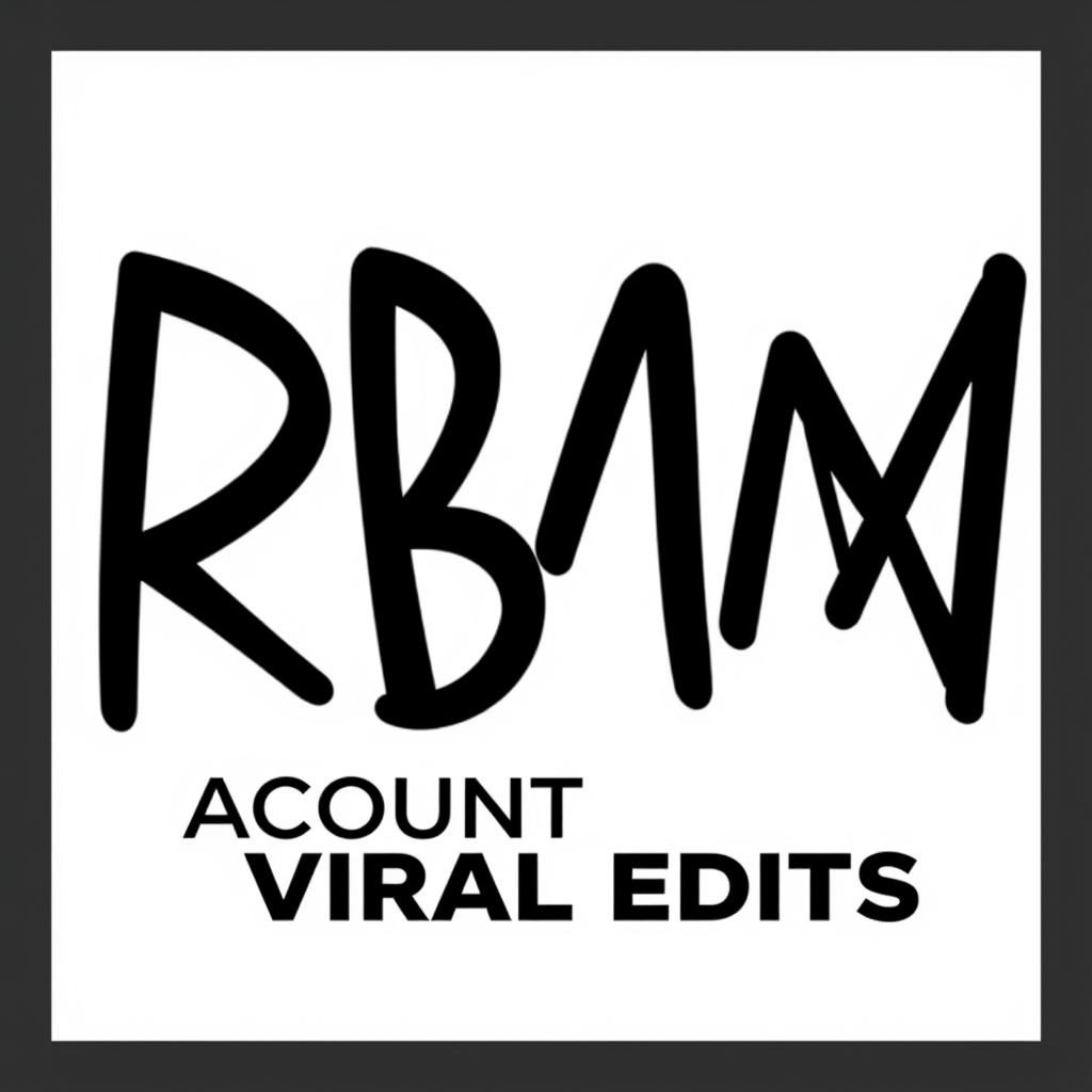Wordmark Logo idea: wordmark logo of Youtube pfp Name is RBMX ACOUNT THAT MAKES VIRAL EDITS , bold clean typography, flat vector logo, centered, solid white background, h