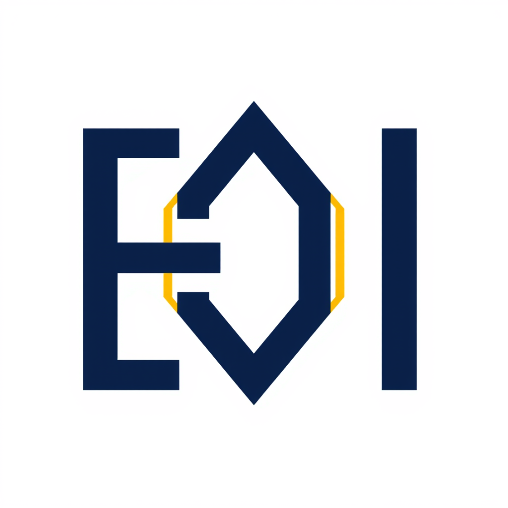 Lettermark Logo idea: lettermark logo of the letters Minimalist engineering lettermark logo using “EJI”, with the letters interlocked into one bold geometric symbol. Dark n