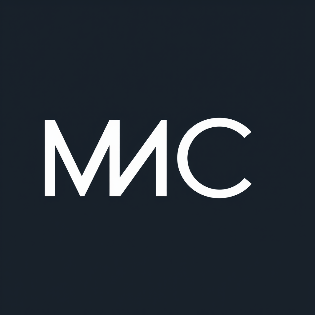 Main logo studio: Diseña un logo profesional, minimalista, moderno y elegante para un sistema de contabilidad. Combina creativamente las letras M y C con un símbolo sut