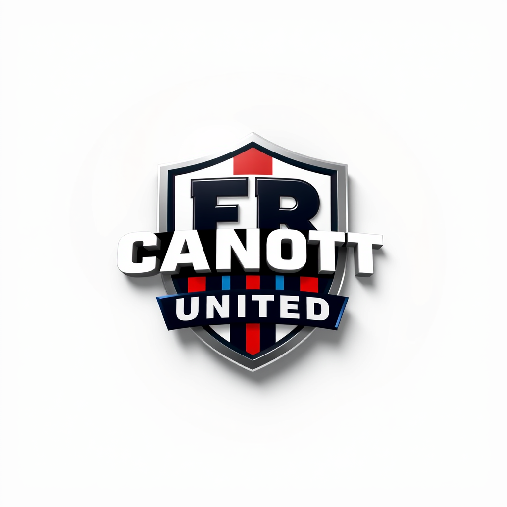 3D Logo idea: 3D logo for Crea un logo di una squadra di fantacalcio. Inserisci nel logo il nome della squadra "ER CANOTTA UNITED", e anche il motto latino "Fortis