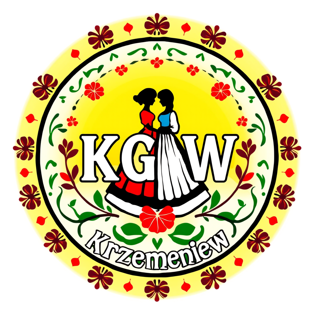 Main logo studio: Stwórz kolorowe, radosne logo dla „KGW Krzemieniew”. Polski folklor inspirowany wzorami łowickimi: barwne kwiaty, maki, chabry, malwy, ludowe ornament