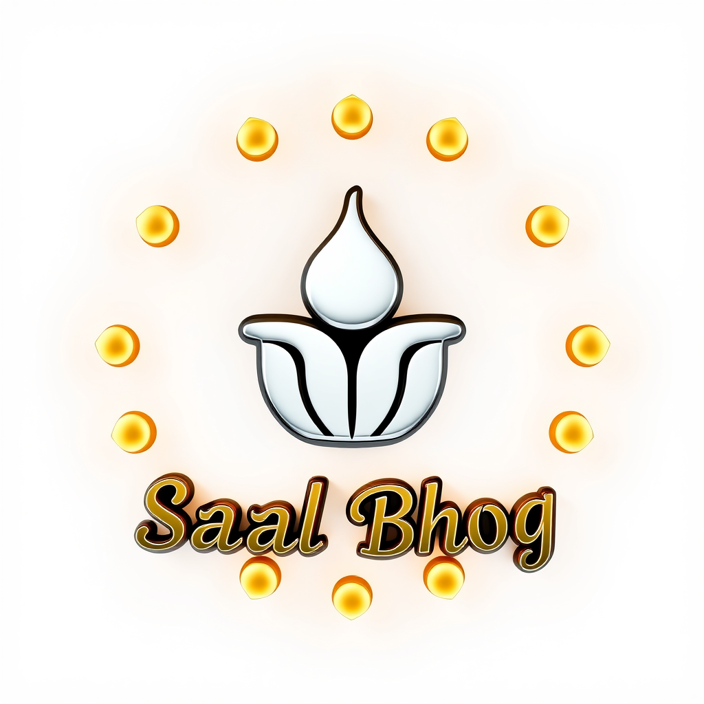 3D Logo idea: 3D logo for Shree Baal Bhog for Food and sweets shop , three-dimensional render, realistic depth and shadows, glossy or metallic surface, dramatic lig
