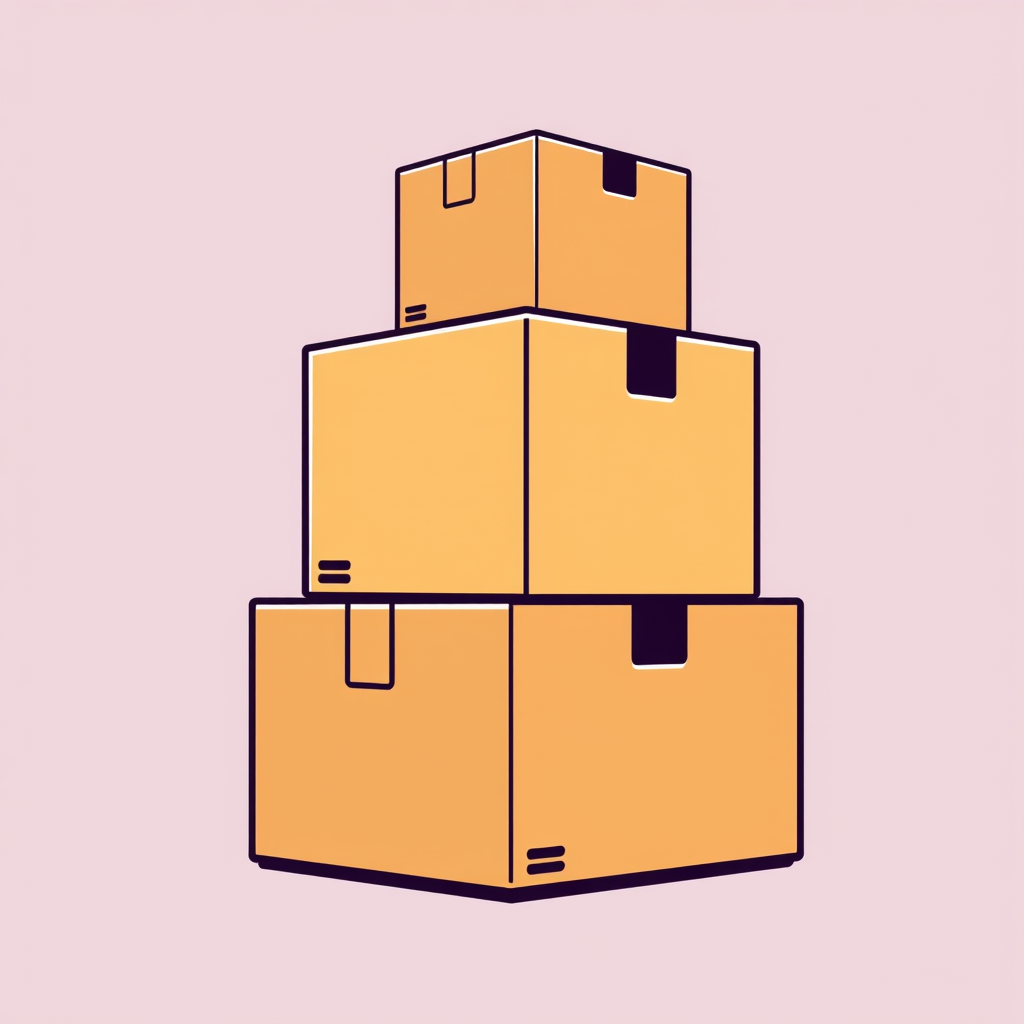 Main logo studio: Create a logo with a picture of cardboard boxes stacked with colored background