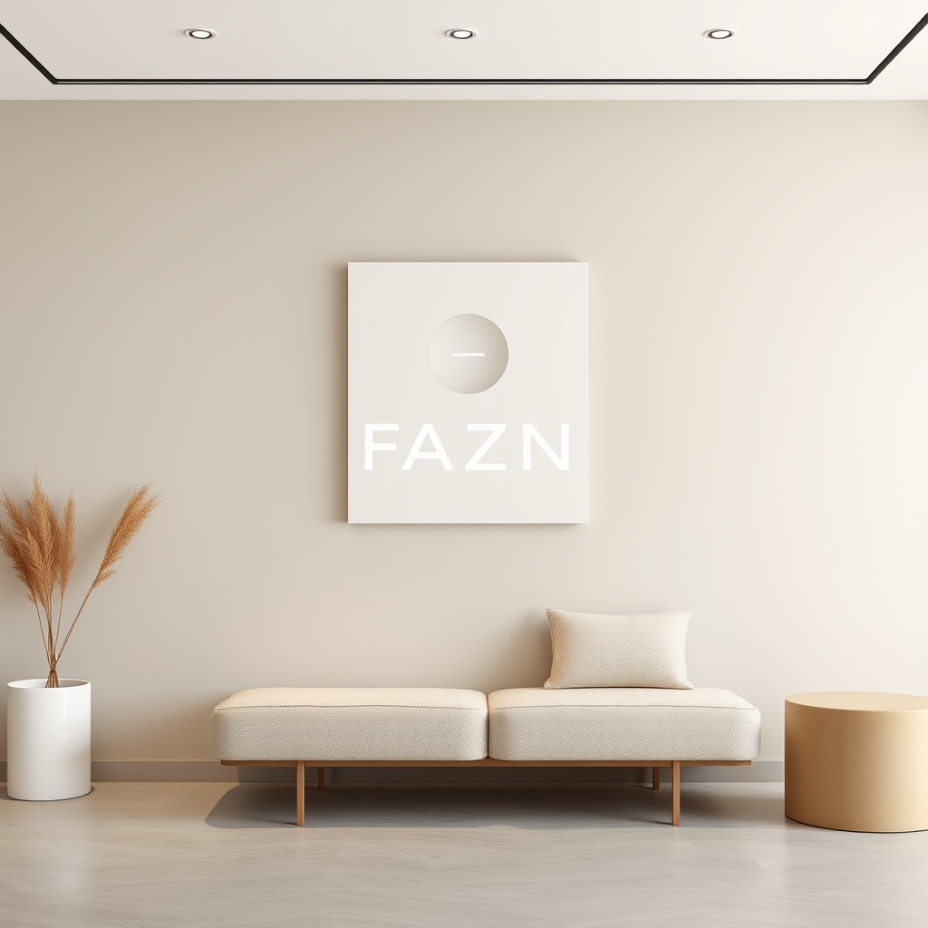 Main logo studio: FAZN brand unique, neutral colors, minimalist, clean