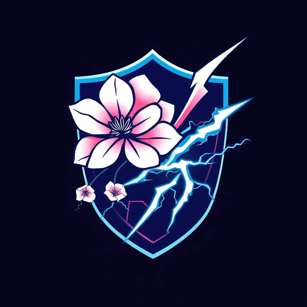 Main logo studio: CyberSecurity team emblem logo, a Sakura and Thunder, team name "ViperSec"
