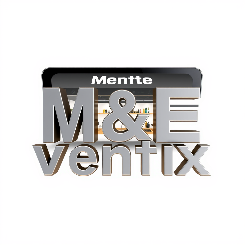 3D Logo idea: 3D logo for Crea un logo fresco, limpio y moderno para una tienda digital llamada “M&E Ventix”. No quiero solamente las letras puede ser una tablet, i