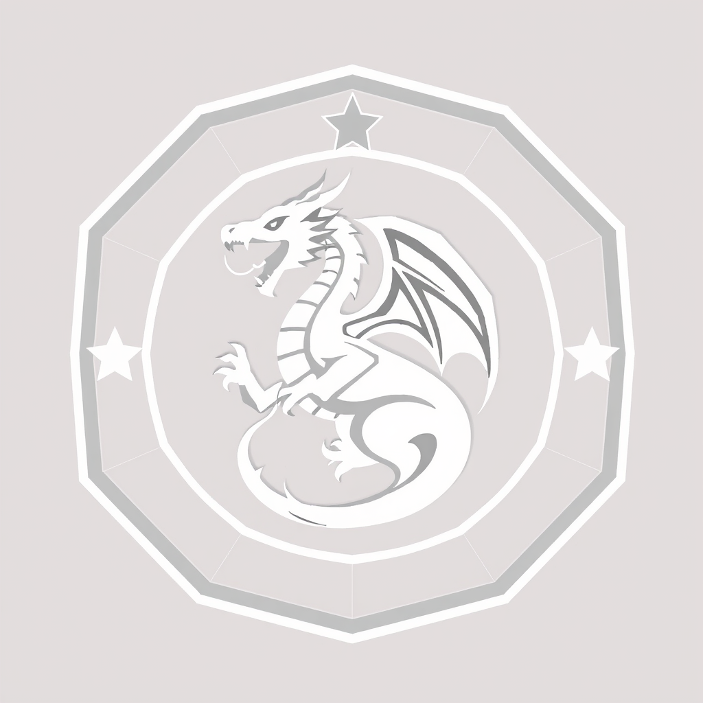 Main logo studio: Logo de football blanc/doré avec dragon dedans, écusson exagonale, en dehors de l'écusson 4 étoiles de 5 brèche chacune, étoiles à côtés
