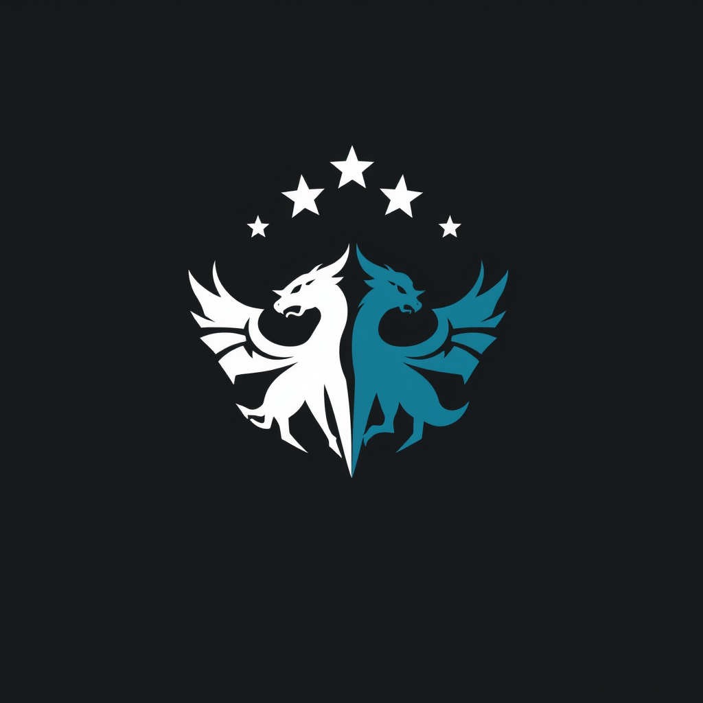 Main logo studio: Fait moi un logo avec 4 étoiles au dessus, les 2 couleurs du logo sont le blanc et le dorés et les étoiles sont seulement en doré. J'aimerais que dans