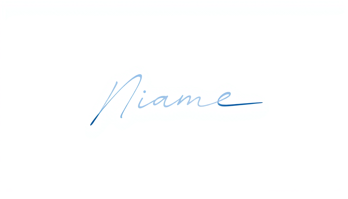 Signature Logo idea: signature logo of the name simple abstract swoosh mark logo for a fintech company, gradient indigo , elegant handwritten calligraphy, flowing script l